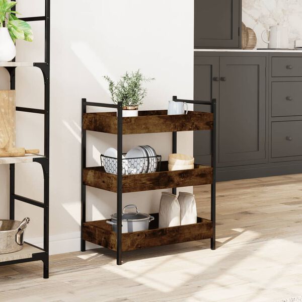 vidaXL Τρόλεϊ Κουζίνας Καπνιστή Δρυς 50x30x70 εκ. Επεξεργασμένο Ξύλο