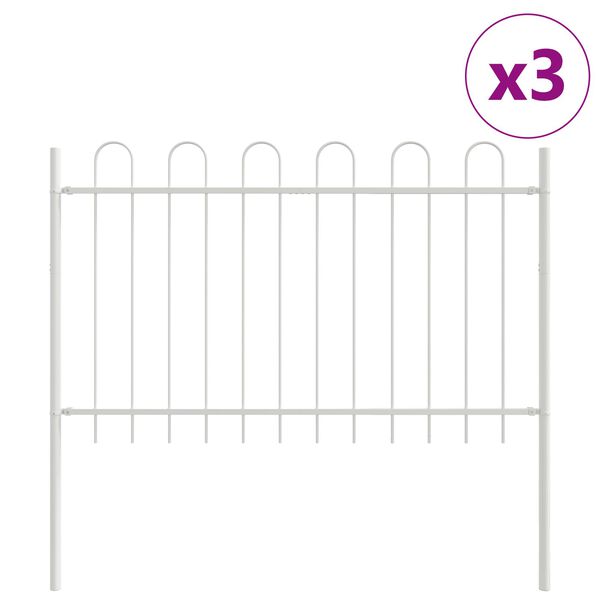 vidaXL Φράχτης Κήπου Λευκό 5.1 x 1.2 μ Ατσάλι με Επικάλυψη Πούδρας