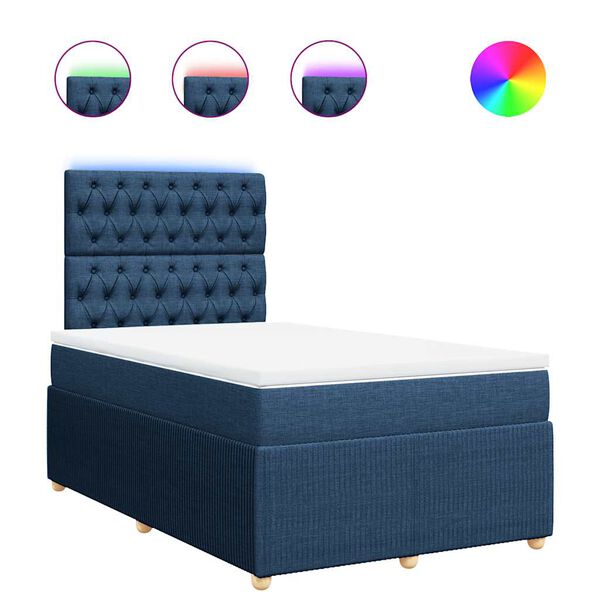 vidaXL Κρεβάτι Boxspring με Στρώμα Μπλε 120x190 εκ. Υφασμάτινο