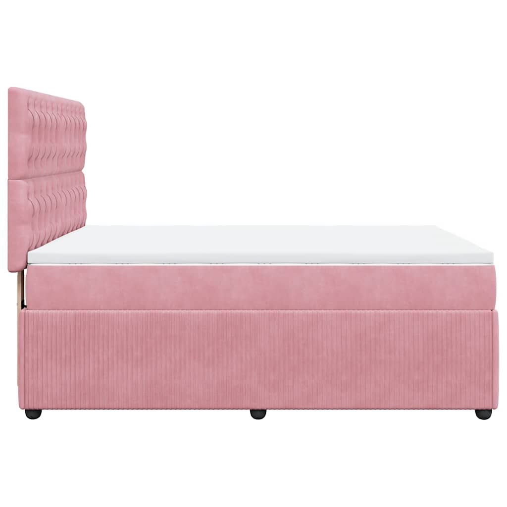 vidaXL Κρεβάτι Boxspring με Στρώμα Ροζ 140x190 εκ. Βελούδινο