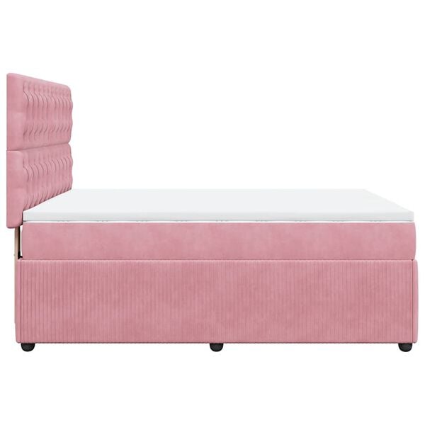 vidaXL Κρεβάτι Boxspring με Στρώμα Ροζ 140x190 εκ. Βελούδινο