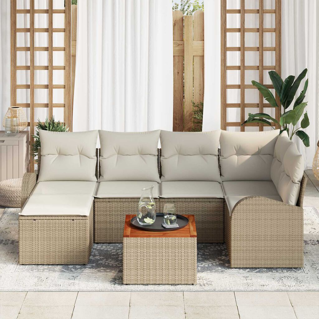 vidaXL Σετ Καναπέ Κήπου 7 pcs Μπεζ και λευκό