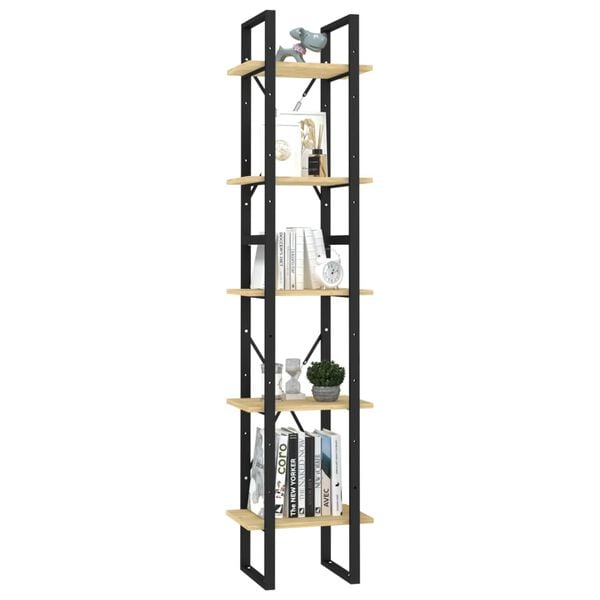 vidaXL Βιβλιοθήκη με 5 Ράφια 40 x 30 x 175 εκ. από Ξύλο Πεύκου