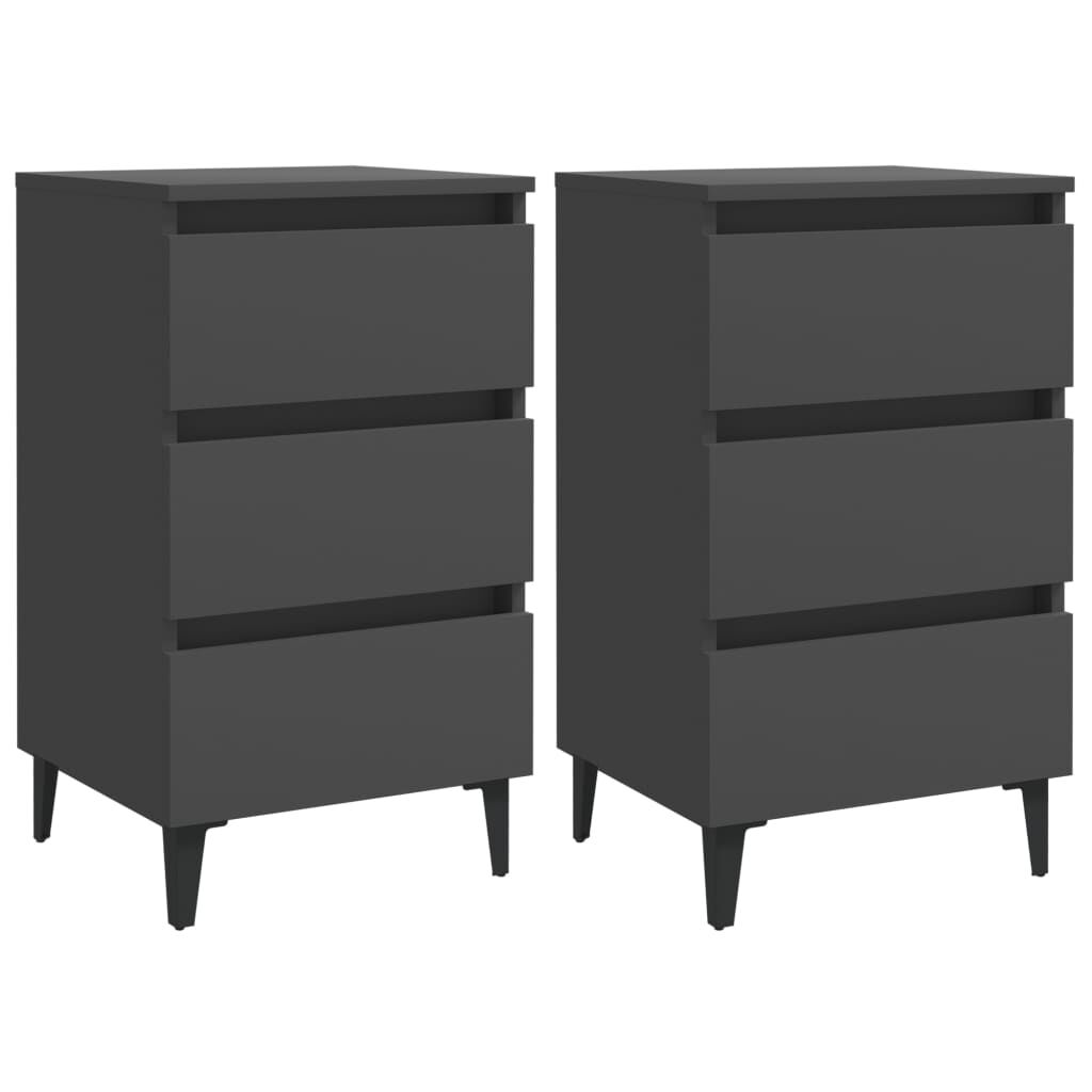 vidaXL Κομοδίνα 2 τεμ. Γκρι 40 x 35 x 69 εκ. με Μεταλλικά Πόδια