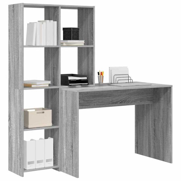 vidaXL Γραφείο Γκρι sonoma 138.5 x 55 x 143 εκ Επεξεργασμένο ξύλο