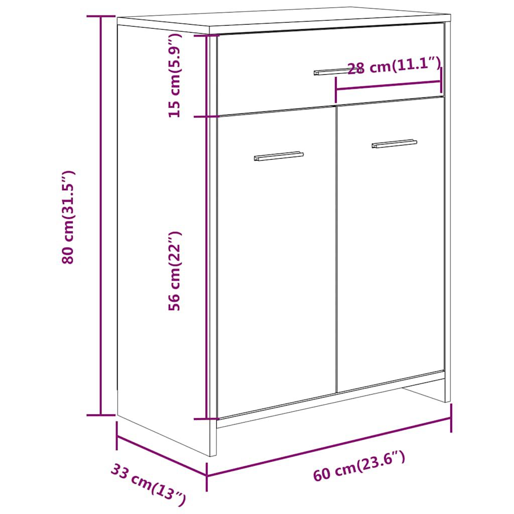 vidaXL Ντουλάπι Μπάνιου Καπνιστή Δρυς 60x33x80 εκ. Επεξεργασμένο Ξύλο