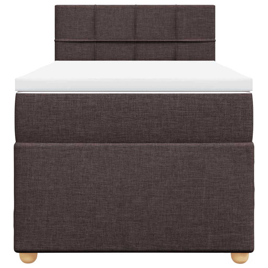 vidaXL Κρεβάτι Boxspring με Στρώμα Σκούρο Καφέ 90x190 εκ. Υφασμάτινο