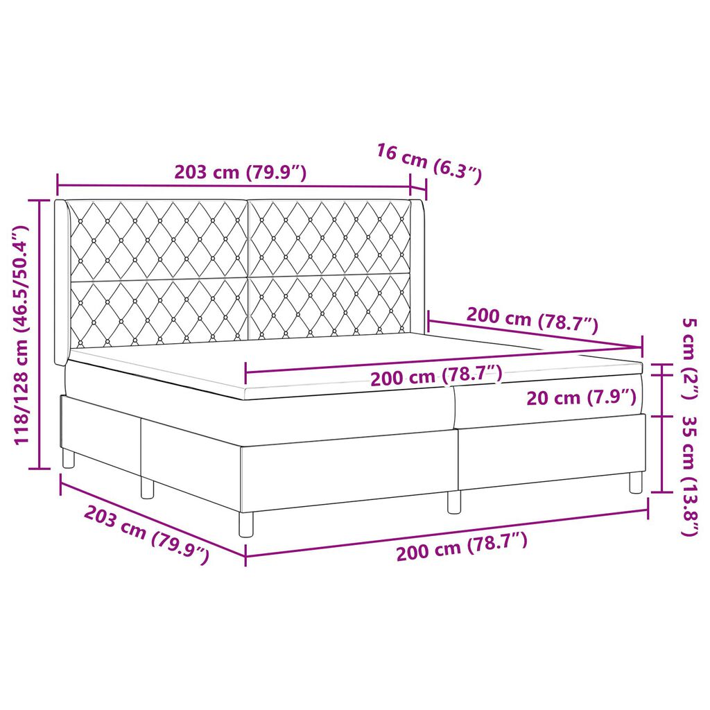 κρεβάτι box spring vidaXL με στρώμα σκούρο πράσινο 200x200 εκ. βελούδινο