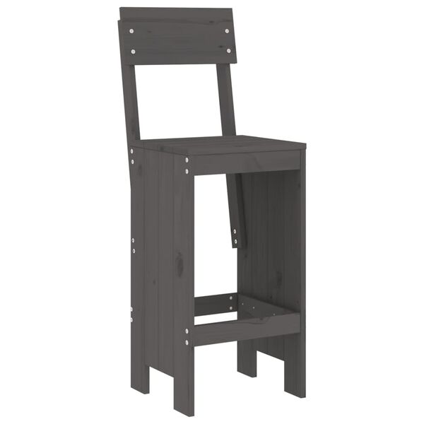 vidaXL Σκαμπό Μπαρ 2 τεμ. Γκρι 40 x 48,5 x 115,5εκ. Μασίφ Ξύλο Πεύκου