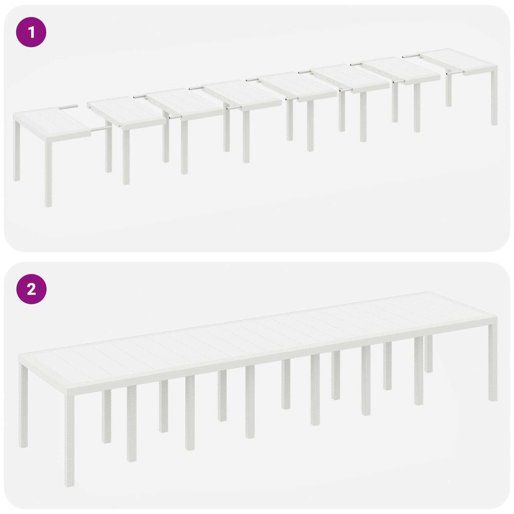 vidaXL Τραπέζι Κήπου Λευκό 400x100x73 εκ. Πολυ Ρατάν