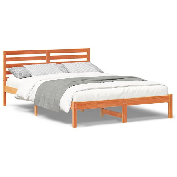 vidaXL Σκελετός Κρεβατιού Καφέ κεριού 140 x 210 cm Μασίφ ξύλο πεύκου
