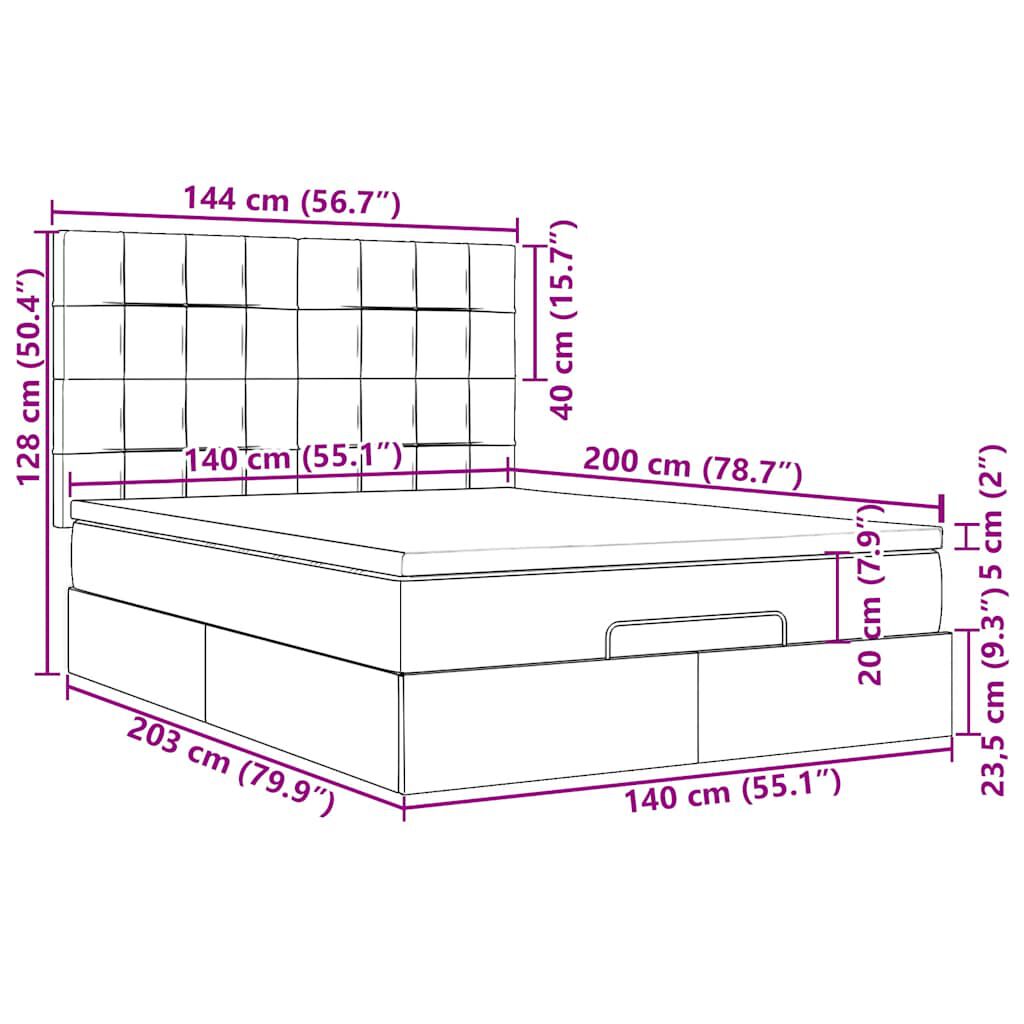 vidaXL Οθωμανικό κρεβάτι με στρώματα Ροζ 140x200cm Βελούδο