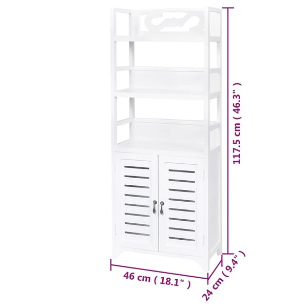 vidaXL Ντουλάπι Μπάνιου Albuquerque Λευκό 46x24x117,5 εκ. Ξύλινο