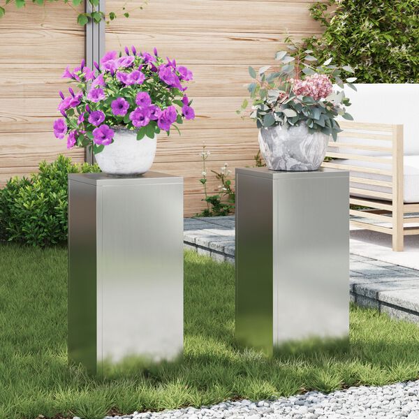 vidaXL Στήριξη φυτών 2 pcs Ασημί 24 x 24 x 55 εκ.