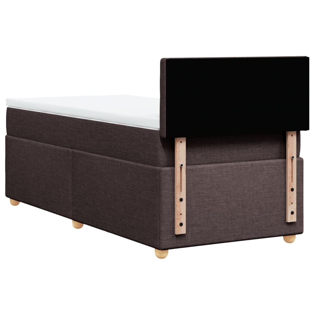 vidaXL Κρεβάτι Boxspring με Στρώμα Σκούρο Καφέ 90x200 εκ. Υφασμάτινο