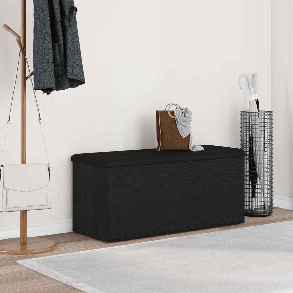 vidaXL Παγκάκι Αποθήκευσης Μαύρη Δρυς 100x40x45 εκ. Συνθετικό Ξύλο