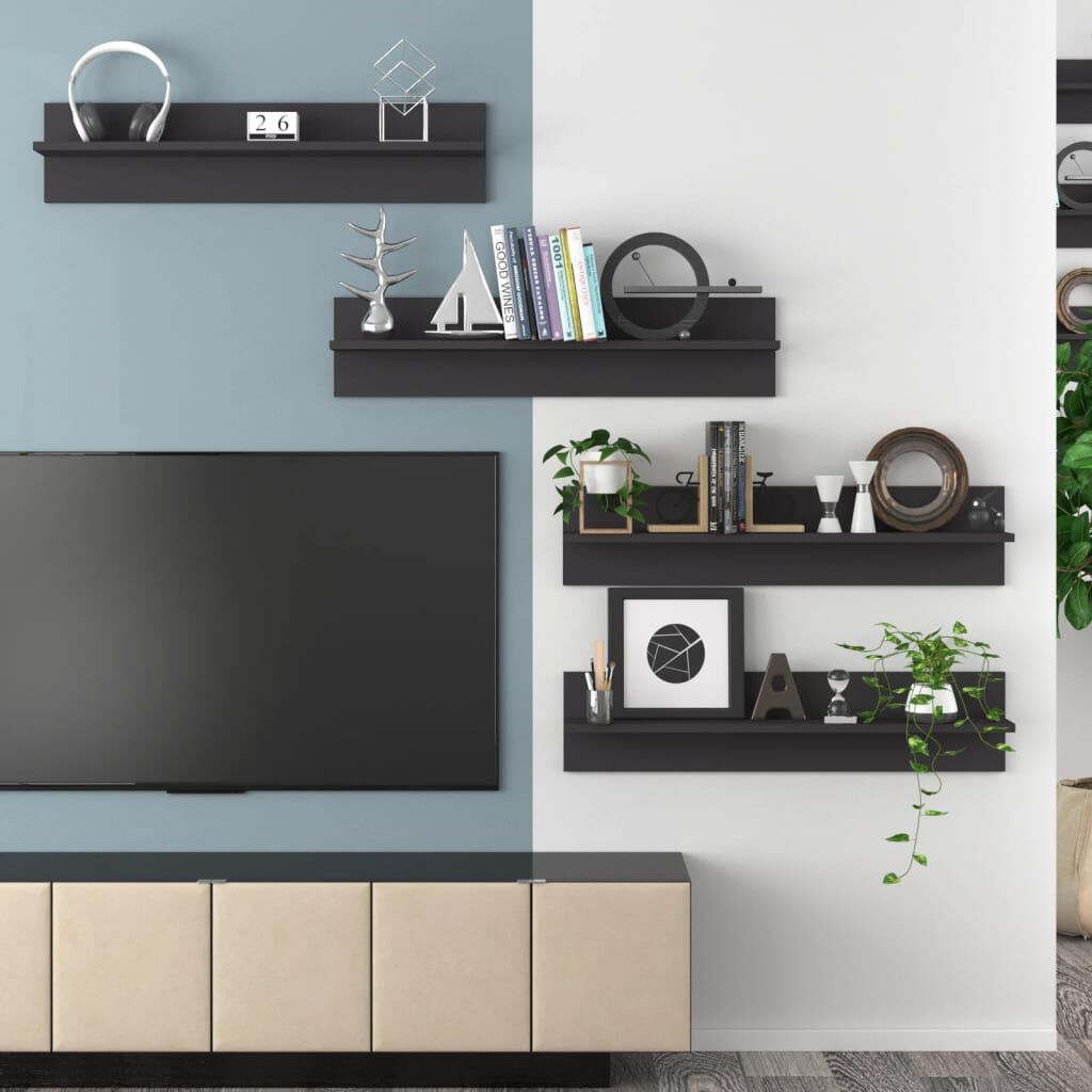 vidaXL Ραφιέρες Τοίχου 4 τεμ. Γκρι 80 x 11,5 x 18 εκ. από Επεξ. Ξύλο