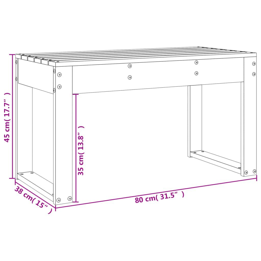 vidaXL Παγκάκι Κήπου Λευκό 80x38x45 εκ. από Μασίφ Ξύλο Πεύκου