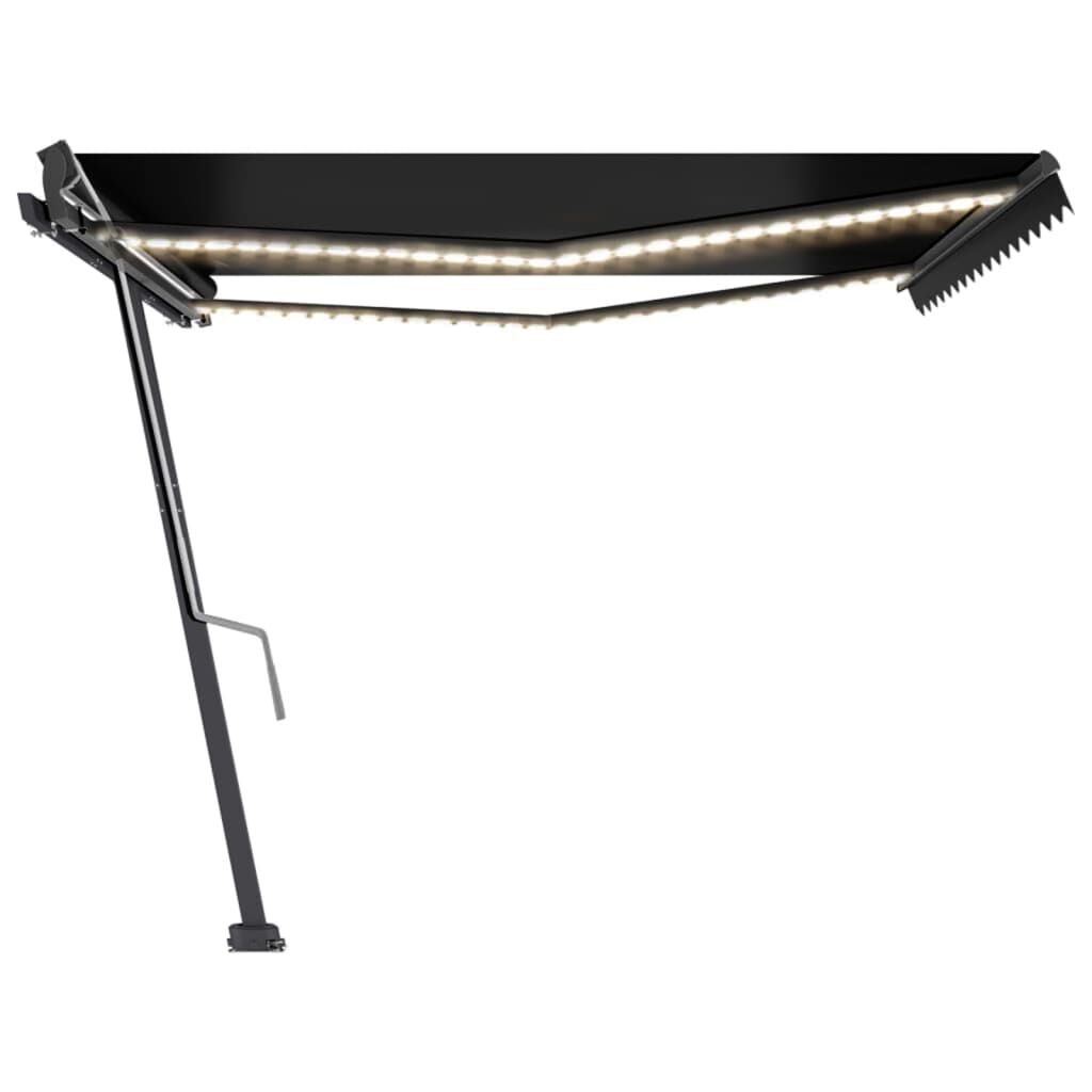 vidaXL Τέντα Συρόμενη Χειροκίνητη με LED Ανθρακί 400 x 300 εκ.
