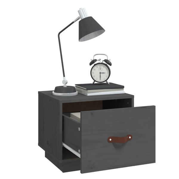 vidaXL Κομοδίνο Γκρι 40x34x35 εκ. από Μασίφ Ξύλο Πεύκου