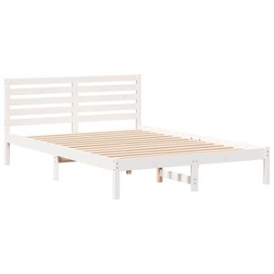 vidaXL Σκελετός Κρεβατιού Λευκό 140 x 210 cm Μασίφ ξύλο πεύκου