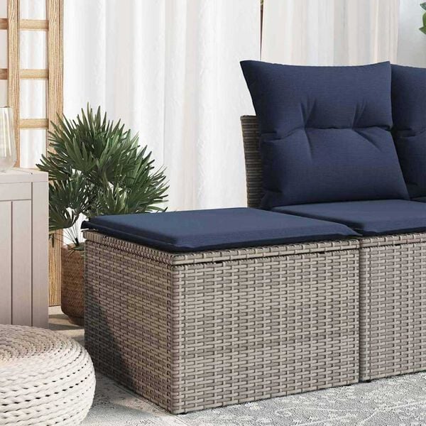 vidaXL Σκαμπό Κήπου Γκρι 55 x 55 x 37εκ συνθετικό ρατάν