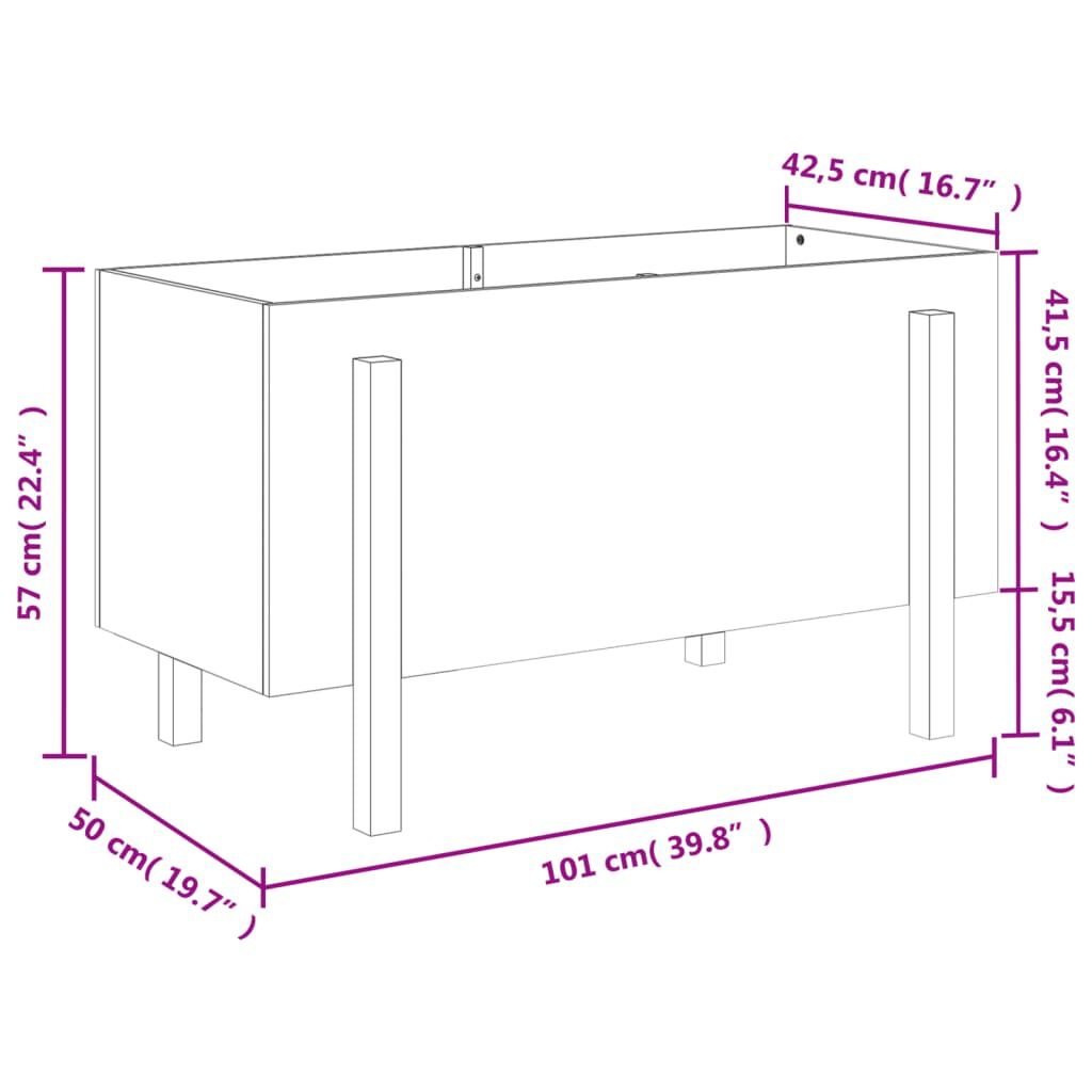 vidaXL Ζαρντινιέρα Υπερυψωμένη Μελί 101 x 50 x 57 εκ. από Μασίφ Πεύκο