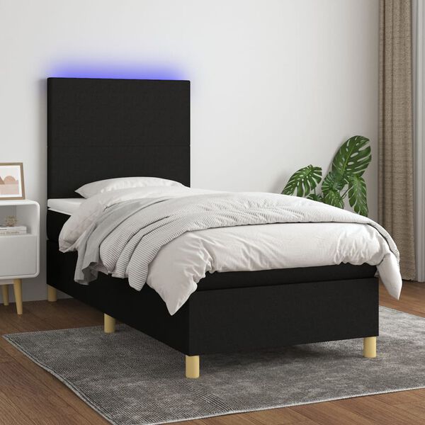 vidaXL &Kappa;&rho;&epsilon;&beta;ά&tau;&iota; Boxspring &mu;&epsilon; &Sigma;&tau;&rho;ώ&mu;&alpha; & LED &Mu;&alpha;ύ&rho;&omicron; 80x200 &epsilon;&kappa;. &Upsilon;&phi;&alpha;&sigma;&mu;ά&tau;&iota;&nu;&omicron;