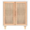 vidaXL Ντουλάπι Λευκό 60 x 30 x 70 εκ. από Μασίφ Πεύκο & Φυσικό Ρατάν