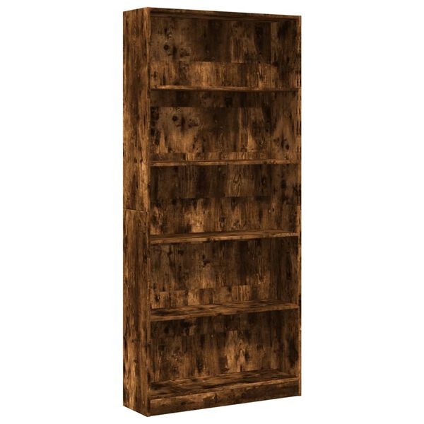 vidaXL Βιβλιοθήκη Καπνιστή Δρυς 80x24x176 εκ. από Επεξεργασμένο Ξύλο