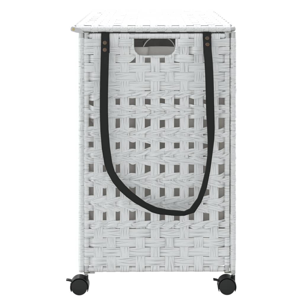 vidaXL Καλάθι Άπλυτων με Τροχούς Λευκό 66x35x60 εκ. από Ρατάν