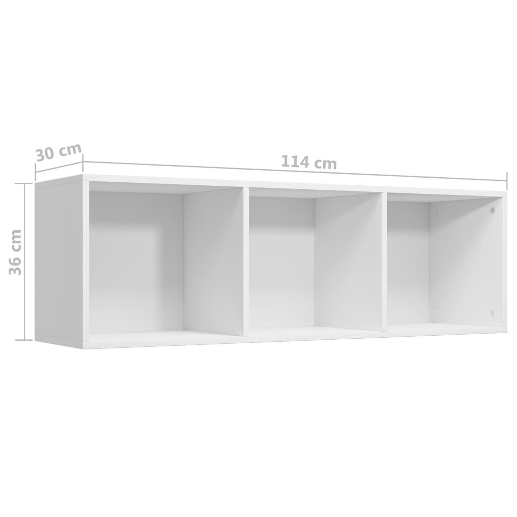 vidaXL Βιβλιοθήκη/Έπιπλο Τηλεόρασης Λευκό 36x30x114 εκ. Επεξ. Ξύλο