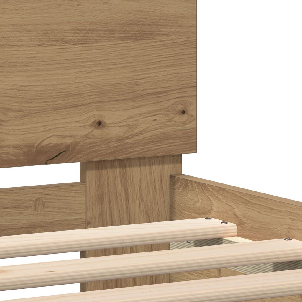 Bed Frame με LED Φώτα Artisan Oak 90x190 cm Κατασκευασμένο Ξύλο