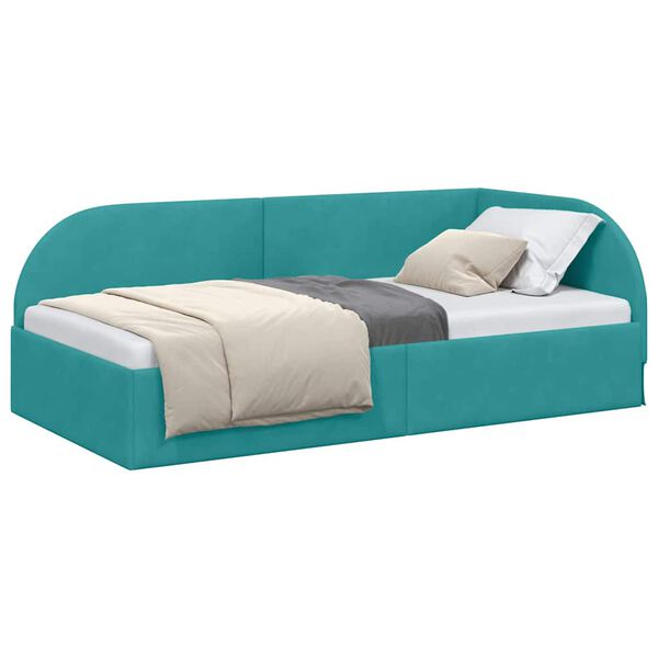vidaXL Κρεβάτι Γωνίας με κεφαλάρι Τιρκουάζ 90 x 190 cm Βελούδο