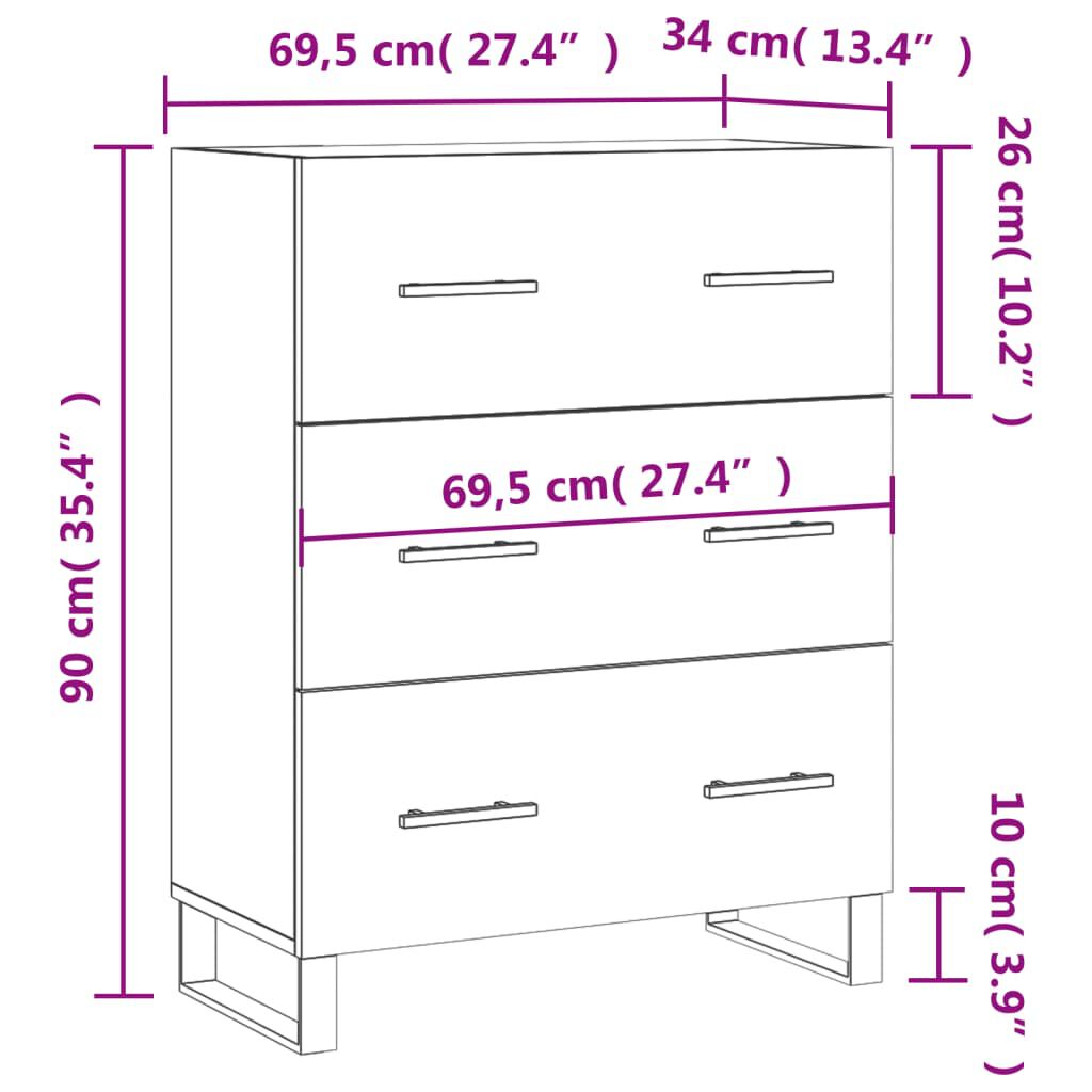 vidaXL Ντουλάπι Γκρι Sonoma 69,5 x 34 x 90 εκ. από Επεξεργασμένο Ξύλο