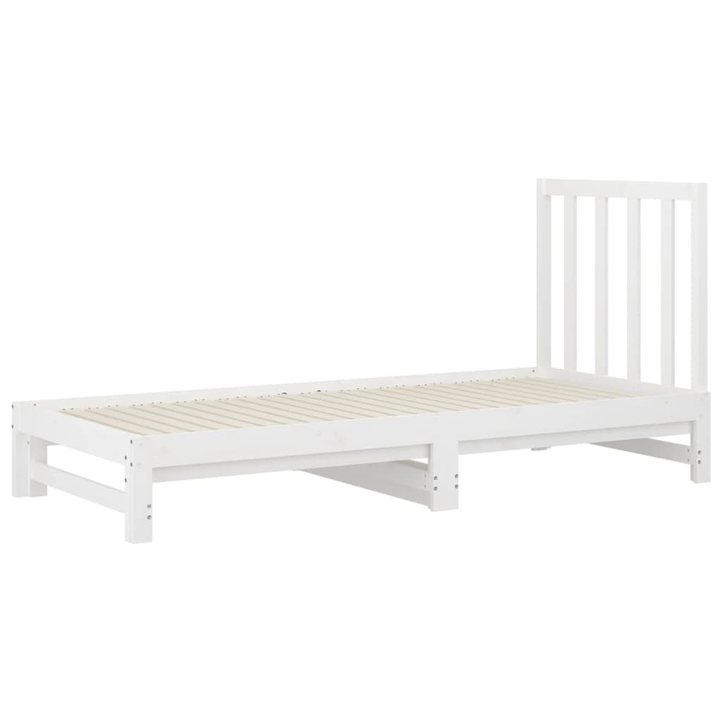 vidaXL Καναπές Κρεβάτι Συρόμενος Λευκός 2x(90x190) εκ. από Μασίφ Πεύκο