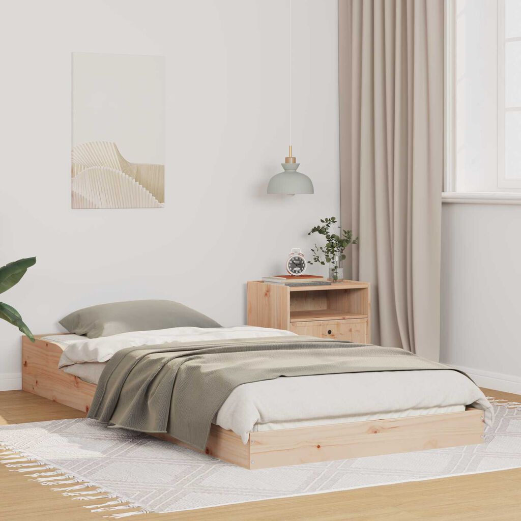 vidaXL Σκελετός Κρεβατιού Καφέ 100 x 210 cm Μασίφ ξύλο πεύκου