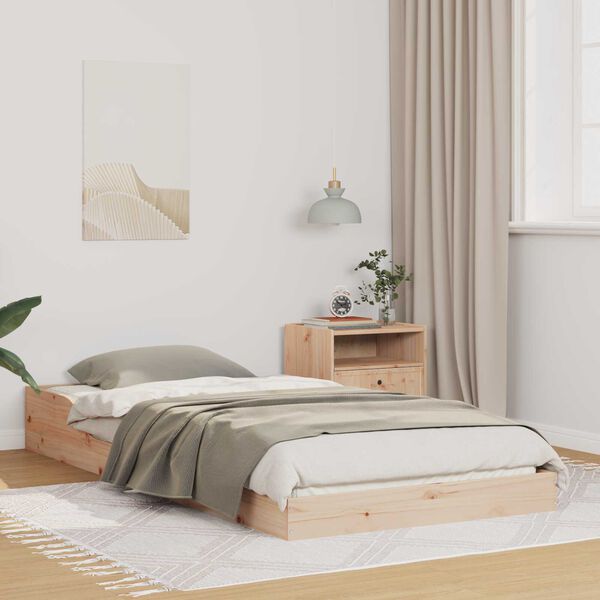 vidaXL Σκελετός Κρεβατιού Καφέ 100 x 210 cm Μασίφ ξύλο πεύκου
