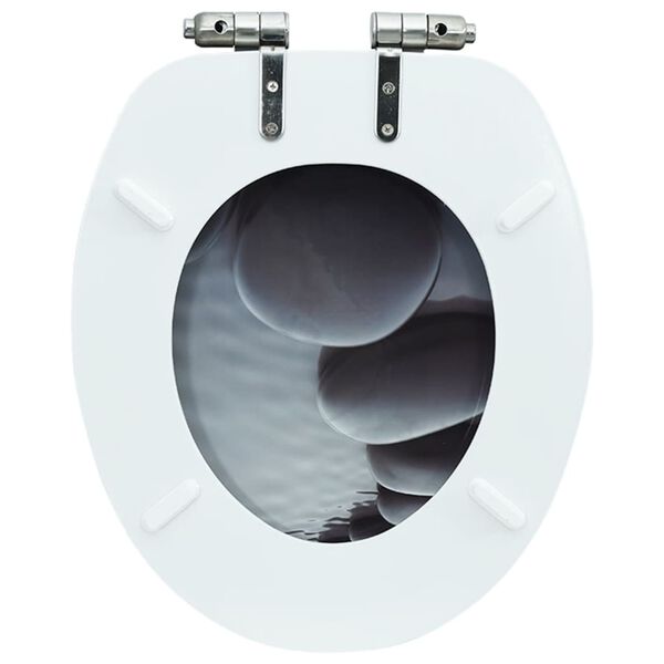 vidaXL Κάλυμμα Λεκάνης με Καπάκι Soft Close Σχέδιο Πέτρες από MDF