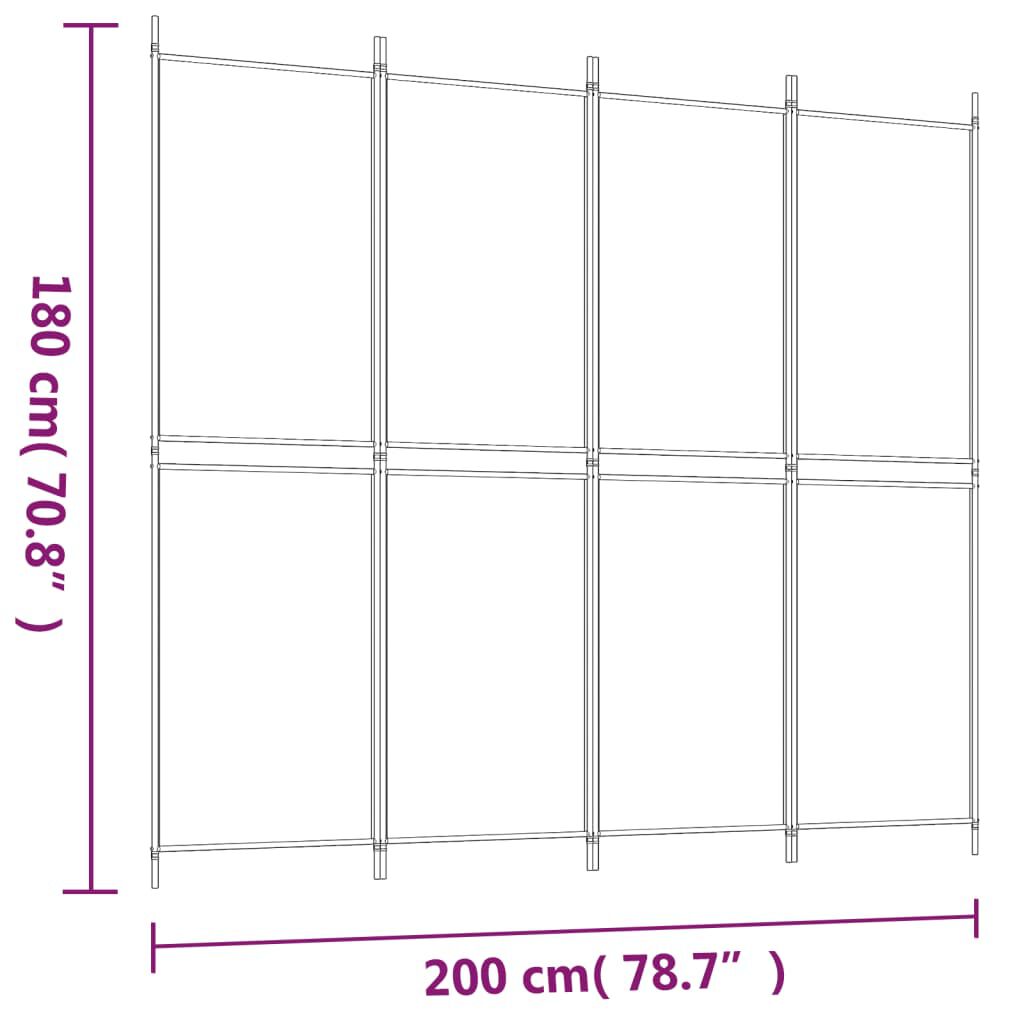 vidaXL Διαχωριστικό Δωματίου με 4 Πάνελ Καφέ 200x180 εκ. από Ύφασμα