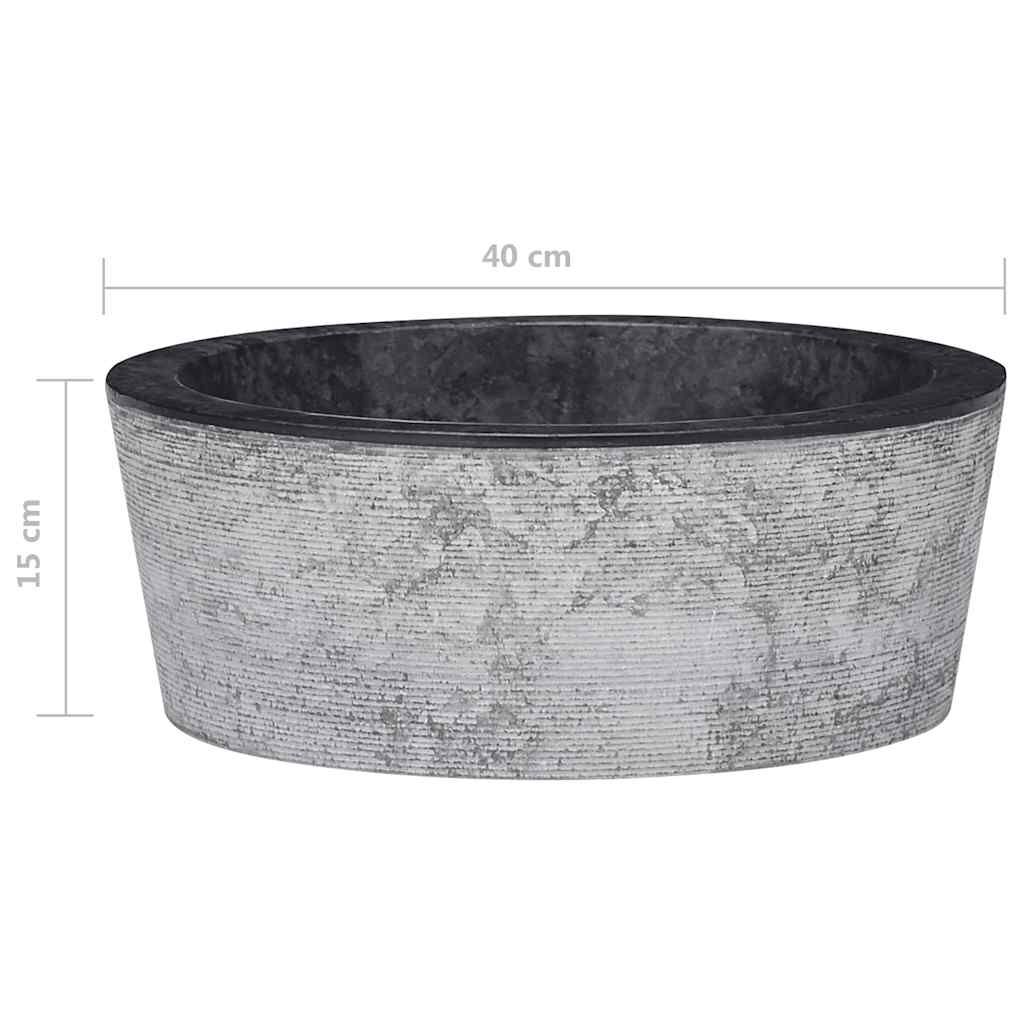 vidaXL Νιπτήρας Μαύρος Ø40 x 15 εκ. Μαρμάρινος
