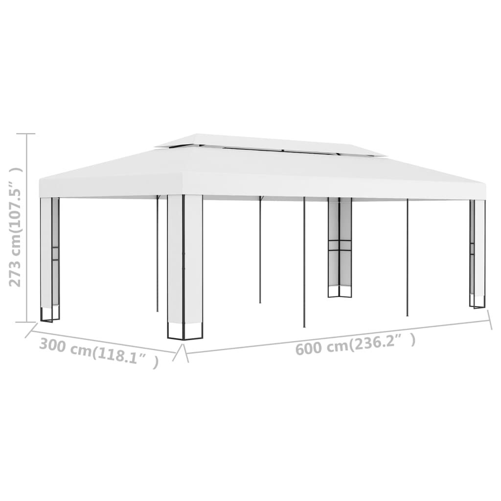 vidaXL Κιόσκι με Διπλή Οροφή Λευκό 3 x 6 μ.