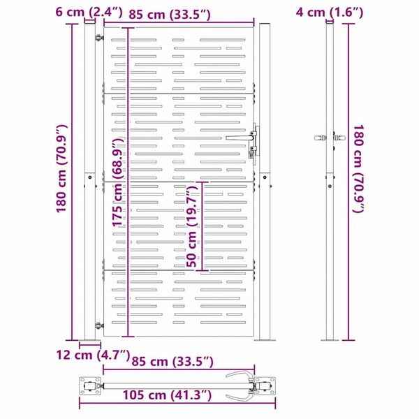 vidaXL Πύλη Κήπου, Πύλη Κήπου 105x75 εκ. Σιδηροκορτών Τετράγωνη Σχεδίαση
