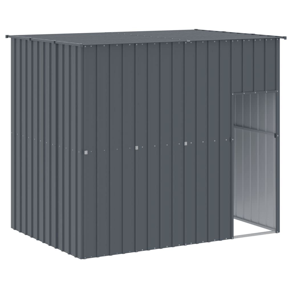 vidaXL Σπιτάκι Σκύλου με Αυλή Ανθρακί 214x457x181 εκ. Γαλβαν. Χάλυβας