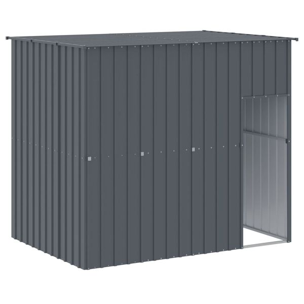 vidaXL Σπιτάκι Σκύλου με Αυλή Ανθρακί 214x457x181 εκ. Γαλβαν. Χάλυβας