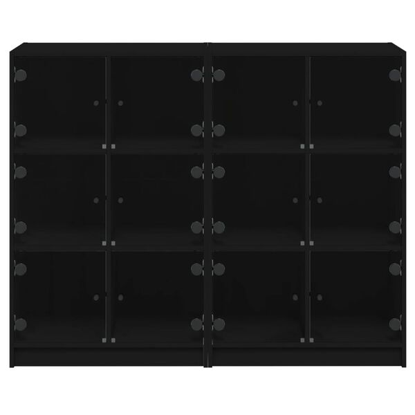 vidaXL Βιβλιοθήκη με Πόρτες Μαύρη 136x37x109 εκ. Επεξ. Ξύλο