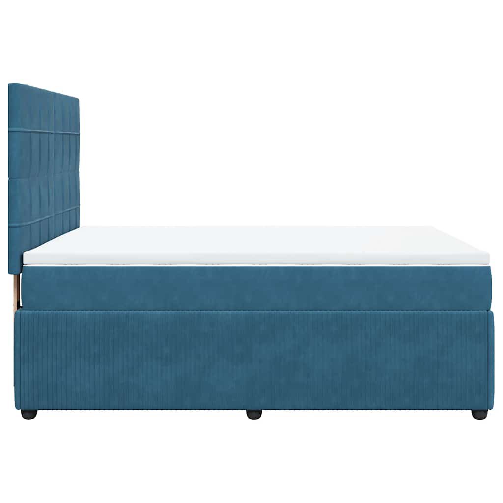 vidaXL Κρεβάτι Boxspring με Στρώμα Μπλε 140x200 εκ. Βελούδινο