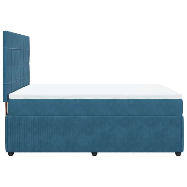 vidaXL Κρεβάτι Boxspring με Στρώμα Μπλε 140x200 εκ. Βελούδινο