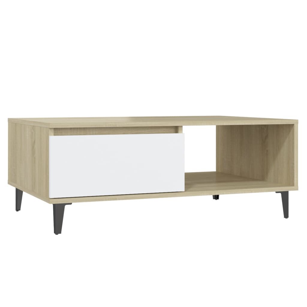 vidaXL Τραπεζάκι Σαλονιού Λευκό/Sonoma Δρυς 90x60x35 εκ. Επεξ. Ξύλο