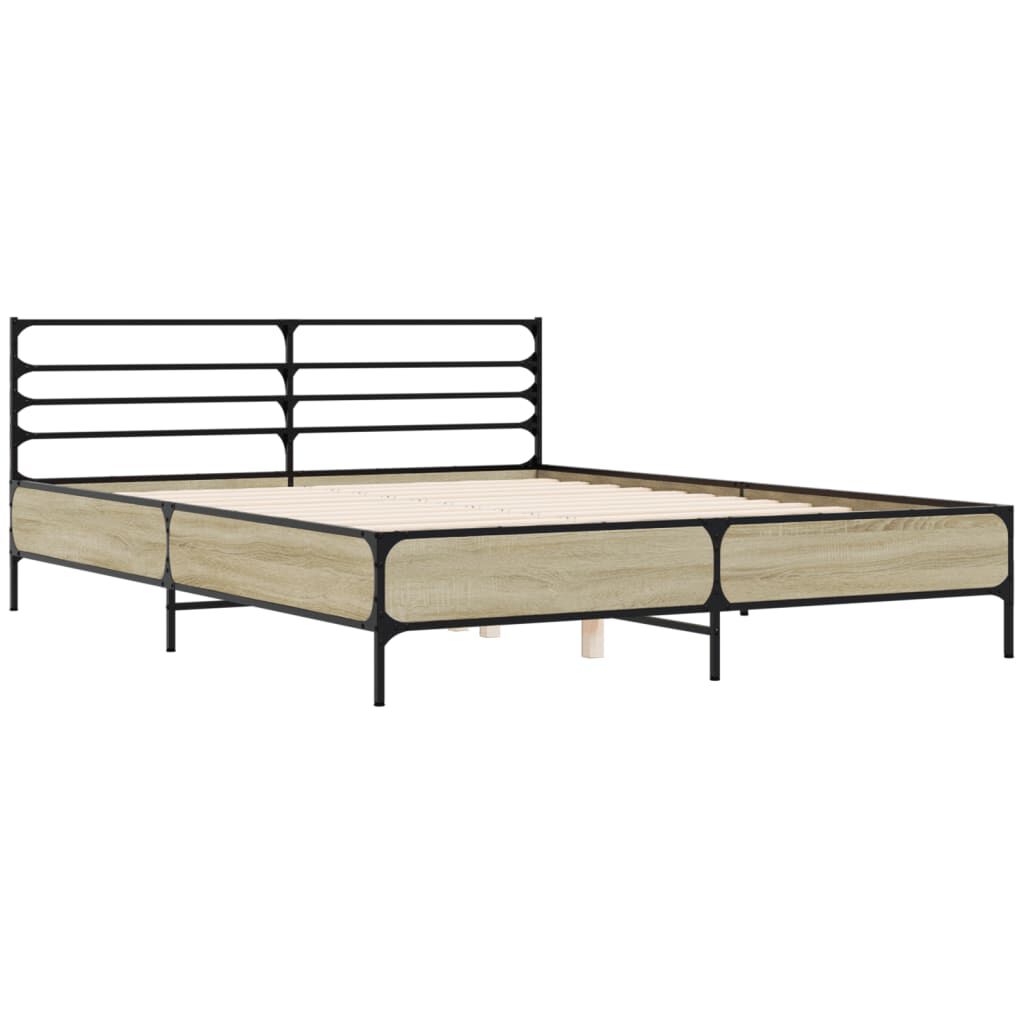 vidaXL Πλαίσιο Κρεβατιού Sonoma Δρυς 150x200 εκ. Επεξ. Ξύλο & Μέταλλο